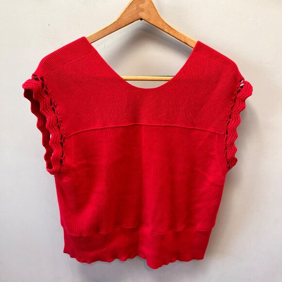 Wrap London Organic Cotton Crochet-trim vest - Size. 10 - Picture 1 of 7